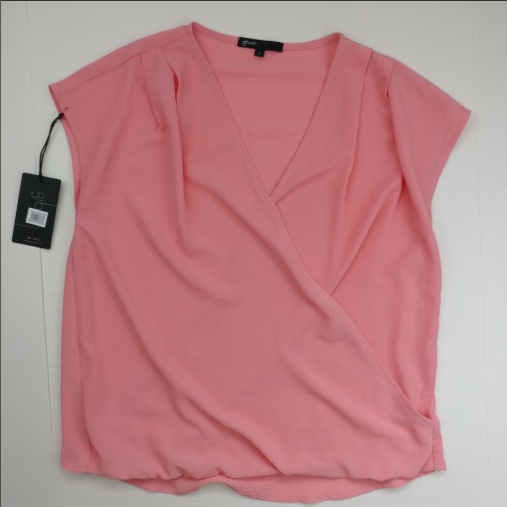 Gibson faux wrap top in coral. Never worn